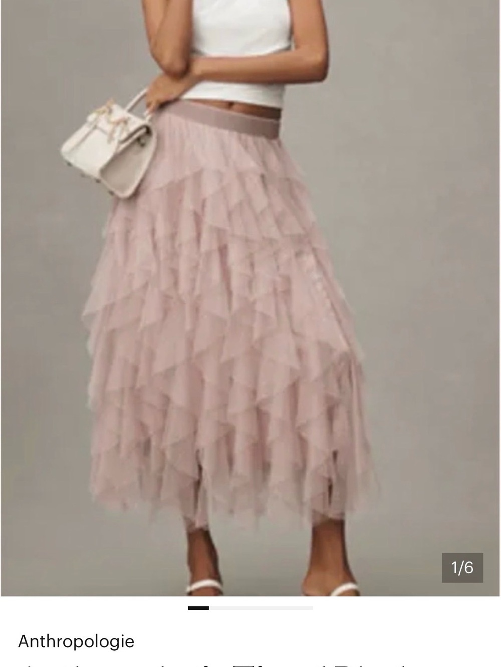 Anthropologie Blush Tiered Ruffle Tulle Maxi Skirt